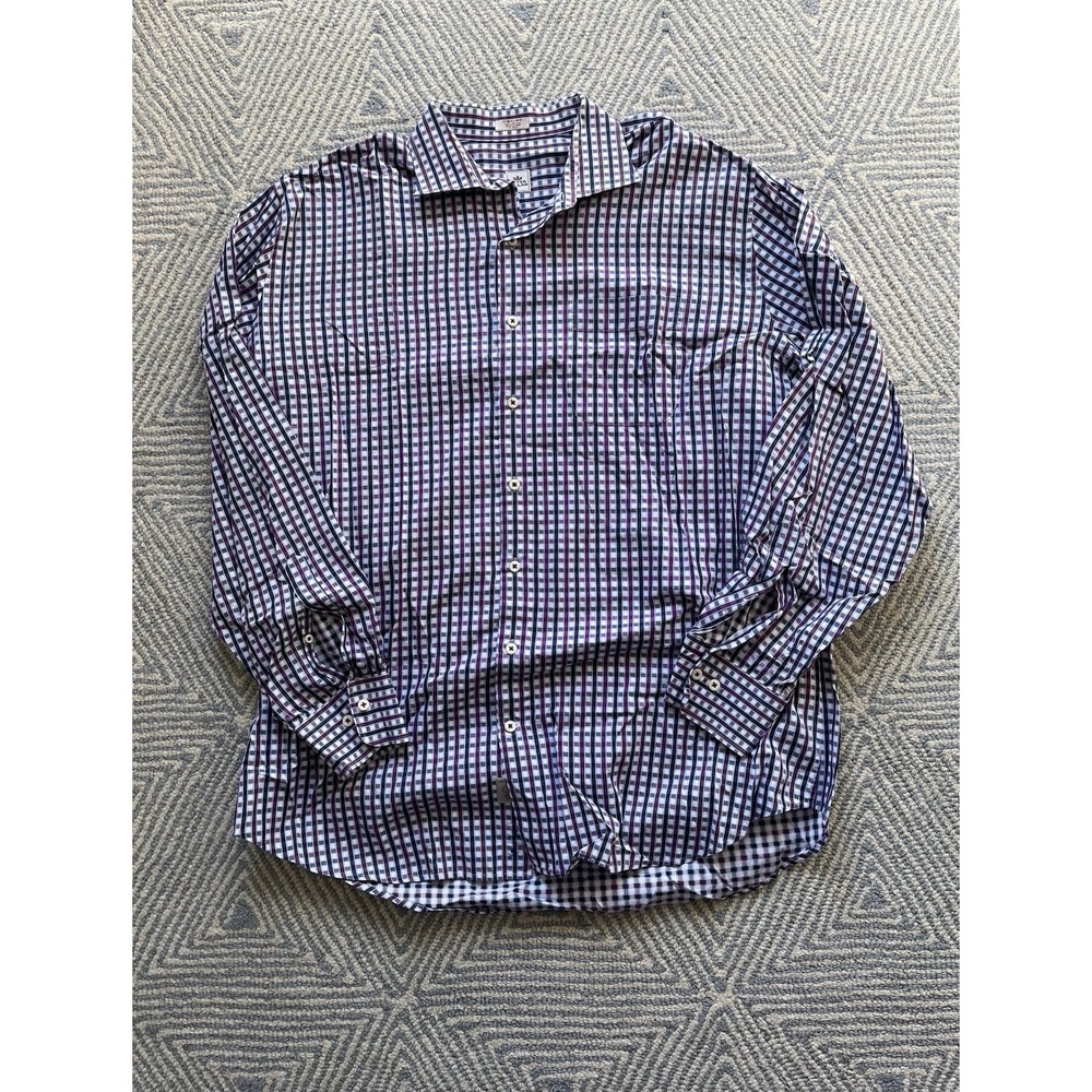 Peter Millar Long Sleeve Button Shirt - Purple/White/Blue‎ - XL